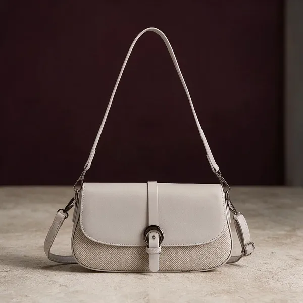 White_Faux_Leather_Textured_Shoulder_Bag_for_Women