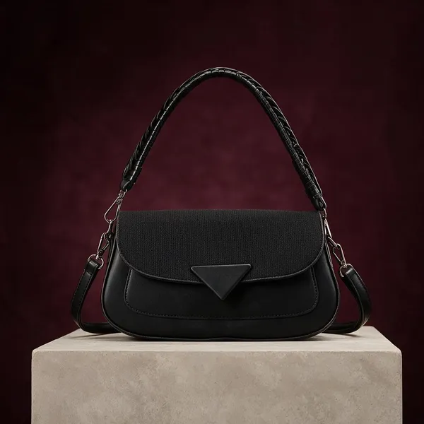 Black_Textured_Flap_Shoulder_Bag_for_Women