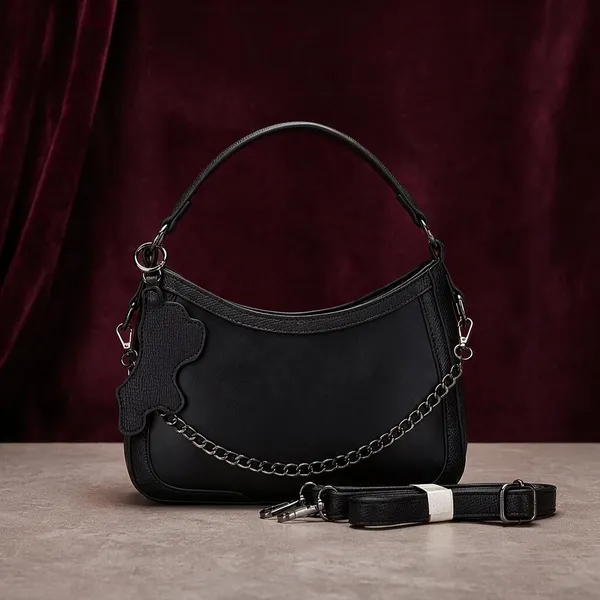 Black_Textured_Chain_Detail_Handbag_for_Women