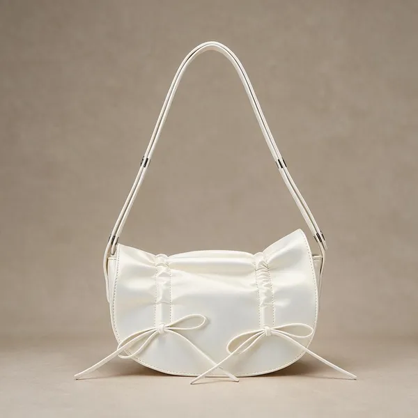 White_Faux_Leather_Bow_Detail_Shoulder_Bag_for_Women