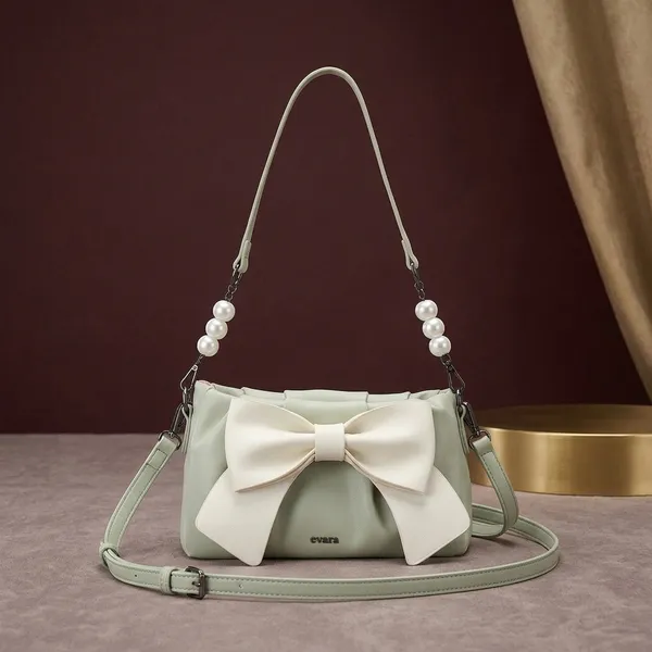Sage_Green_Faux_Leather_Bow_Detail_Shoulder_Bag_for_Women