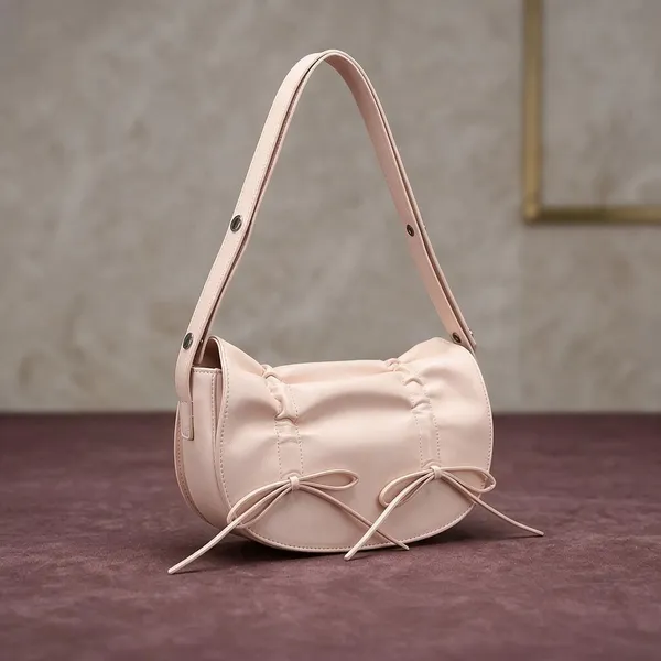 Pink_Ruched_Bow_Detail_Shoulder_Bag_for_Women