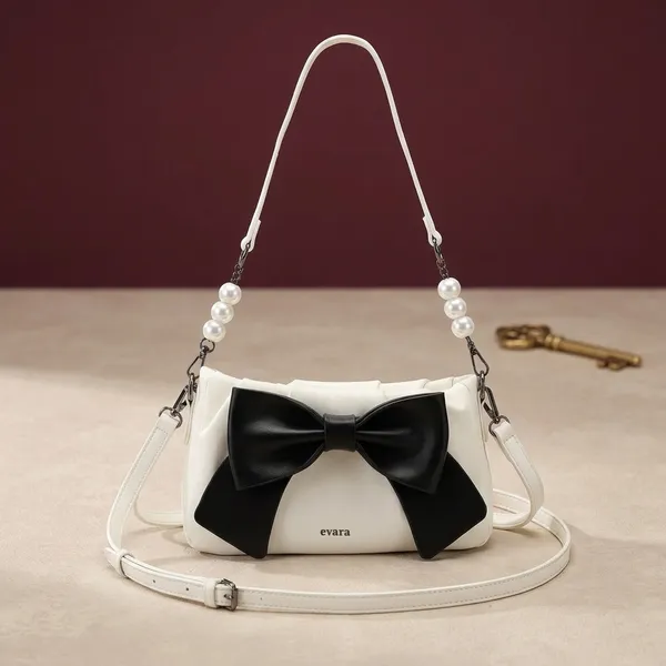 White_Leather_Bow_Applique_Sling_Bag_for_Women