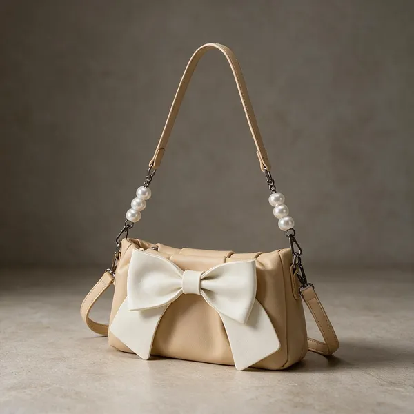 Beige_Faux_Leather_Bow_Pearl_Strap_Shoulder_Bag_for_Women