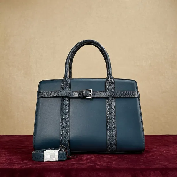 Navy_Blue_Structured_Handbag_with_Textured_Detailing