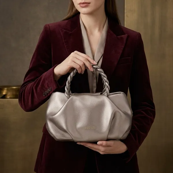 Metallic_Bronze_Ruched_Handbag_with_Braided_Handle_for_Women