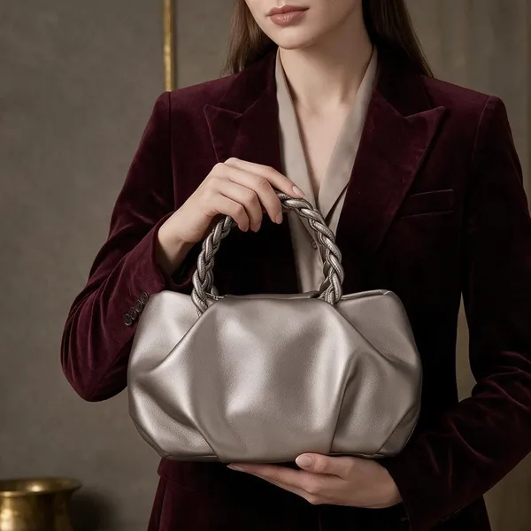 Metallic_Bronze_Ruched_Handbag_with_Braided_Handle_for_Women