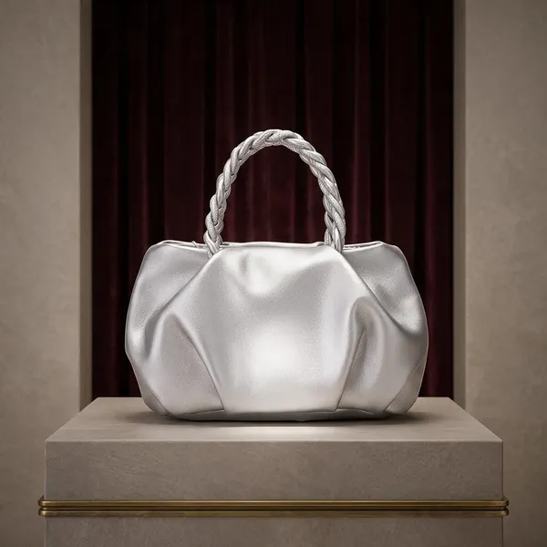 Evara_Silver_Metallic_Pleated_Braided_Handle_Handbag_for_Women