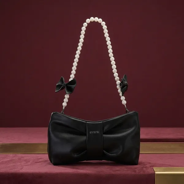 Black_Bow_Shaped_Handbag_With_Pearl_Chain_Strap_for_Women