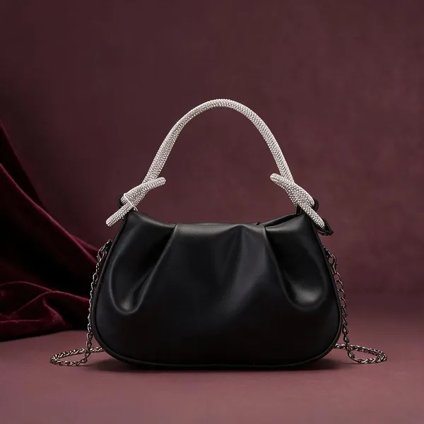 Black_Ruched_Handbag_with_Embellished_Handle_for_Women