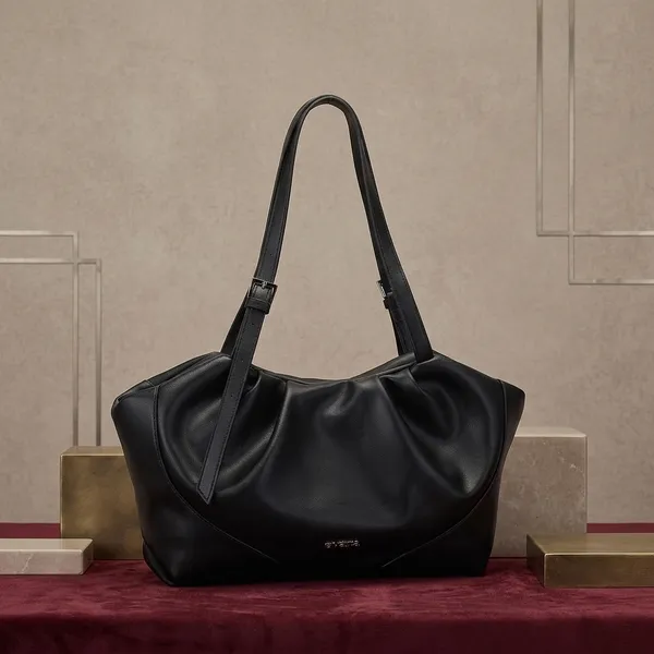Black_Vegan_Leather_Ruched_Shoulder_Bag_for_Women