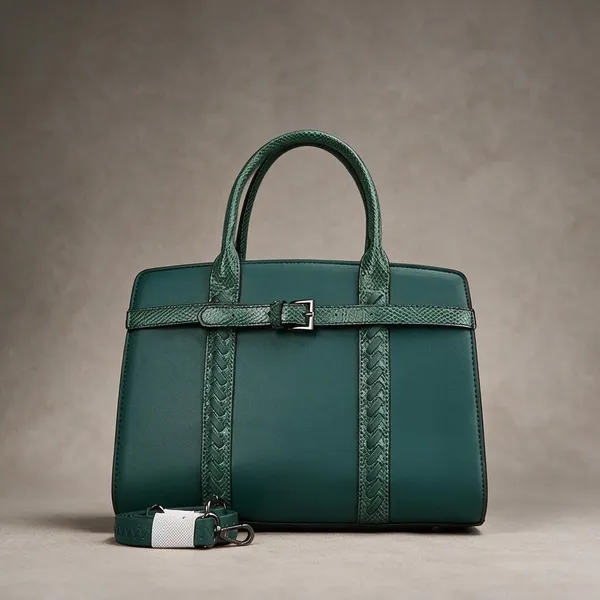 Green_Textured_Strap_Structured_Handbag_for_Women