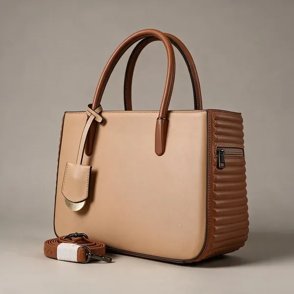 Beige_Leather_Structured_Tote_Handbag_With_Detachable_Strap