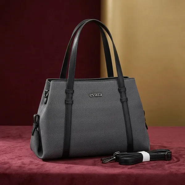 Grey_Textured_Structured_Handbag_with_Detachable_Strap
