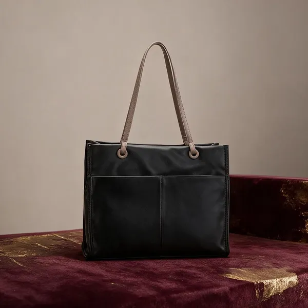 Black_Synthetic_Leather_Tote_Bag_with_Contrast_Handles_for_Women