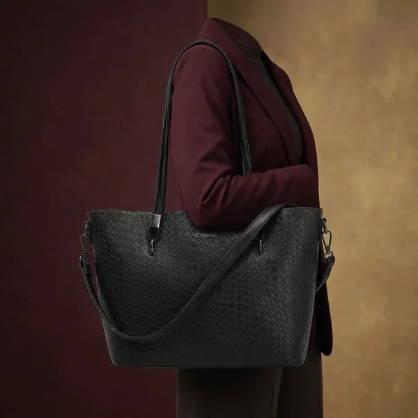 Black_Woven_Textured_Tote_Bag_with_Detachable_Shoulder_Strap