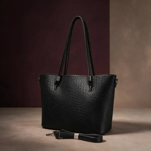 Black_Woven_Textured_Tote_Bag_with_Detachable_Shoulder_Strap