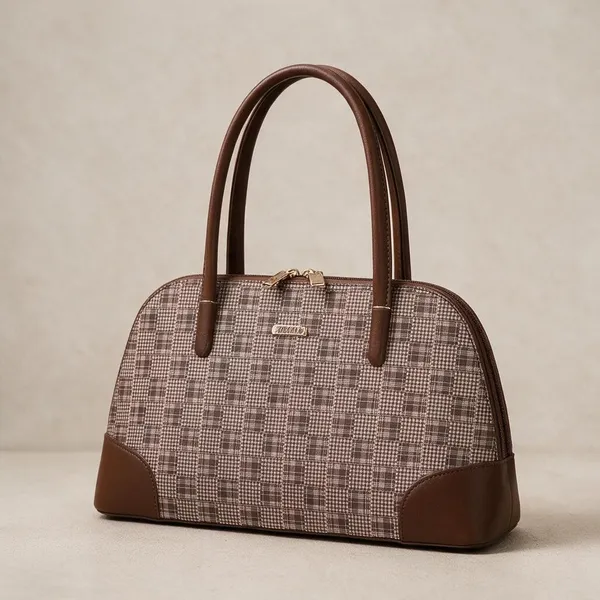 Brown_Textured_Dome_Satchel_Handbag_for_Women