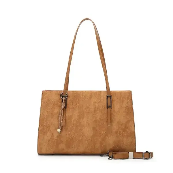 Brown_Textured_Tote_Handbag_With_Detachable_Strap