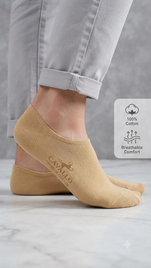 Cavallo_Premium_Cotton_Beige_No-Show_Socks_-_Everyday_Breathable_Comfort_*FIVE_PIECE_COMBO*