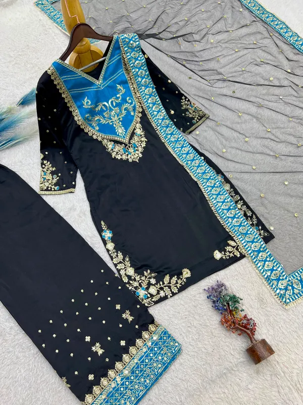 Launching_New_Fancy_Design_Pakistani_Collection_Top_-_Palazzo_And_Dupatta_Set_Fully_Stitched_Ready_To_Wear