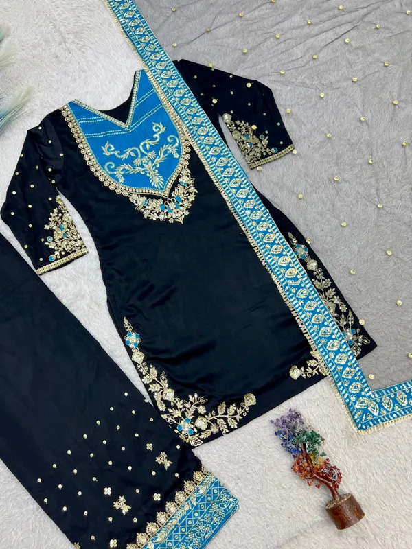 Launching_New_Fancy_Design_Pakistani_Collection_Top_-_Palazzo_And_Dupatta_Set_Fully_Stitched_Ready_To_Wear
