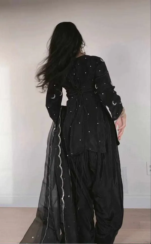 MC_2032_New_Designer_Party_Wear_Silk_Black_Color_Kurta,_Farshi_Salwar_&_Dupatta_Set