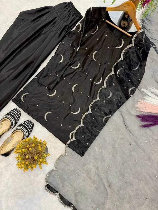 MC_2032_New_Designer_Party_Wear_Silk_Black_Color_Kurta,_Farshi_Salwar_&_Dupatta_Set