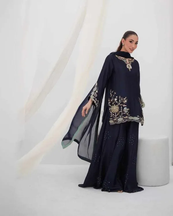 MC_2033_Premium_Elegance_Comfort_Wear_Silk_Navy_Blue_Dress