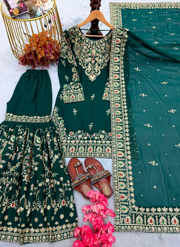 RAS-15_Launching_New_🦋_Đěsigner_Party_Wear_Look_Heavy_Faux_Georgette_Top_Plazzo_&_Dupatta_Set