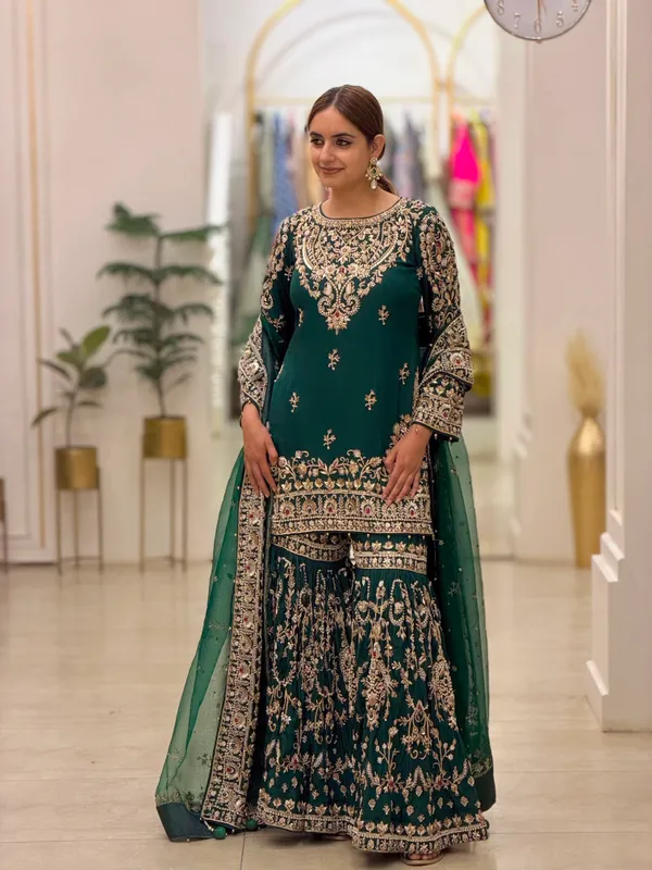 RAS-15_Launching_New_🦋_Đěsigner_Party_Wear_Look_Heavy_Faux_Georgette_Top_Plazzo_&_Dupatta_Set