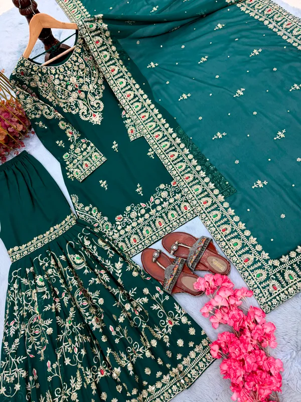 RAS-15_Launching_New_🦋_Đěsigner_Party_Wear_Look_Heavy_Faux_Georgette_Top_Plazzo_&_Dupatta_Set