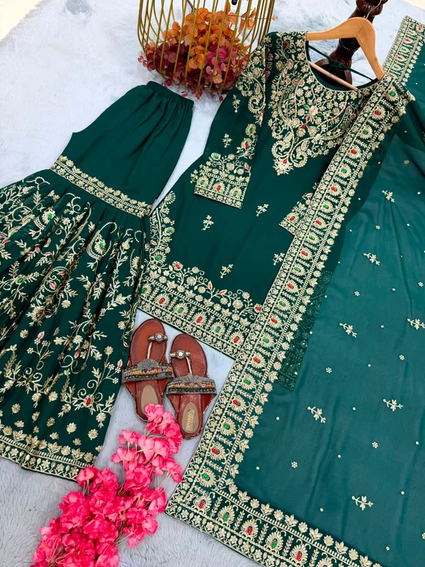 RAS-15_Launching_New_🦋_Đěsigner_Party_Wear_Look_Heavy_Faux_Georgette_Top_Plazzo_&_Dupatta_Set