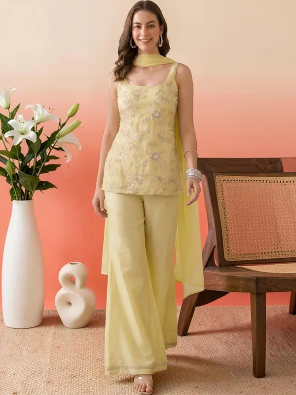 RAS-20_Beautiful_Lemon_Yellow_Short_kurta_Dori_Fitted_kurta_with_Bottom_&_Dupatta