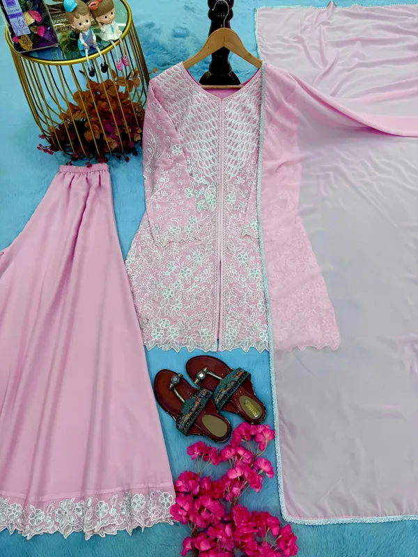 RAS-30_Đěsigner_Party_Wear_Look_Heavy_Faux_Georgette_Top_Plazzo_&_Dupatta_Set
