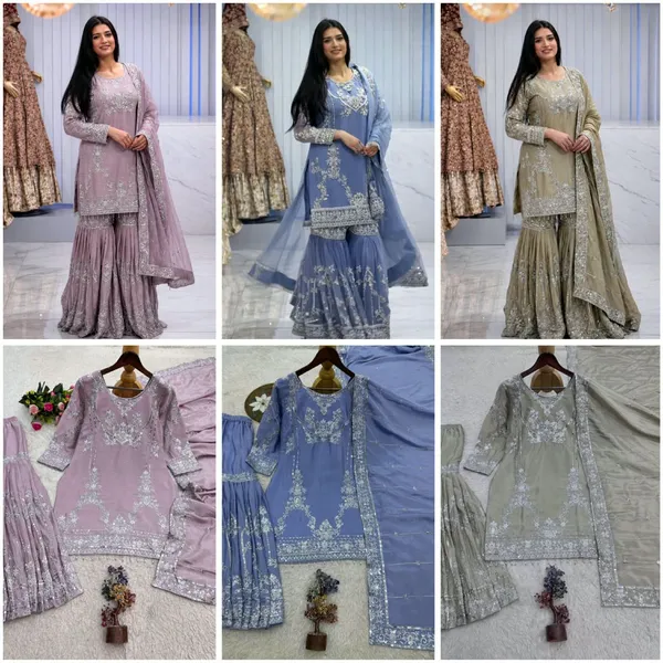 RAS-40_LAUNCHING_NEW_TRANDING_COLLECTION_3_PIECE_FANCY_KURTI_WITH_SHARARA_AND_BEAUTIFUL_DUPATTA*_🧶