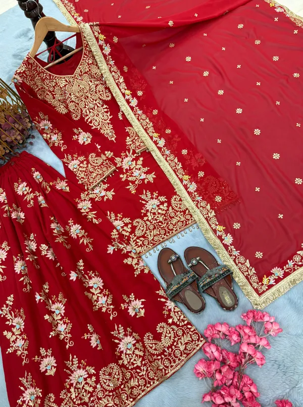RAS-71_Đěsigner_Party_Wear_Look_Pur_Heavy_Faux_Georgette_Top_Palazzo_&_Dupatta_Set