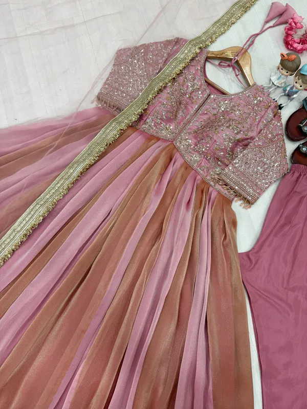 RAS-88_Launching_New_Party_Wear_Look_Moss_Gown,Dupatta_&_Bottom_Set