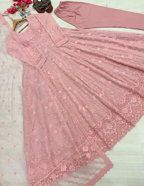 RAS-91_New_Party_Wear_Look_Heavy_Faux_Georgette_Gown,Dupatta_&_Bottom_Set