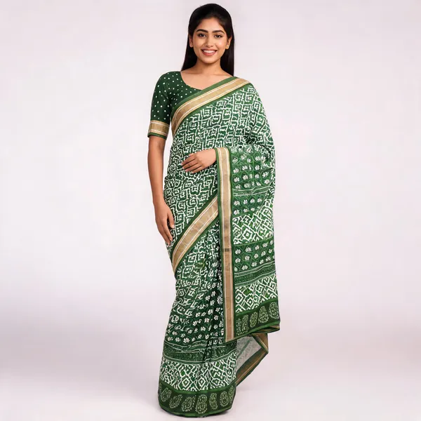 JBC_1095_Ajrakh_Block_Print_mulmul_Cotton_Saree