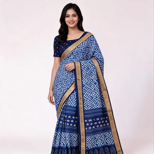 JBC_1095_Royal_Blue_mulmul_Cotton_Saree