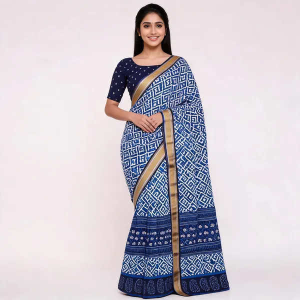 JBC_1095_Royal_Blue_mulmul_Cotton_Saree