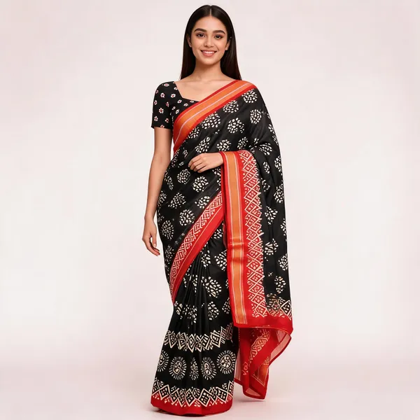 JBC_1096_Black_Block_Print_Mulmul_Cotton_Saree