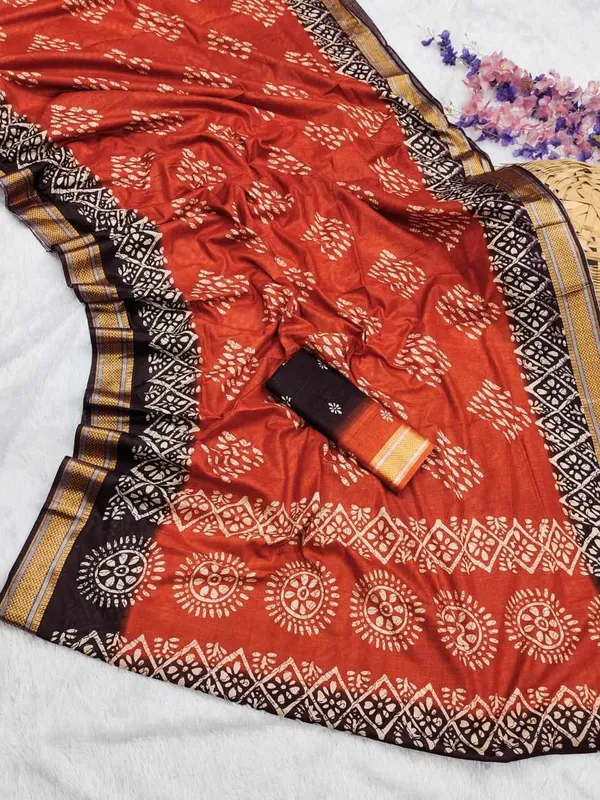 JBC_1096_Orange_Pure_Cotton_Saree