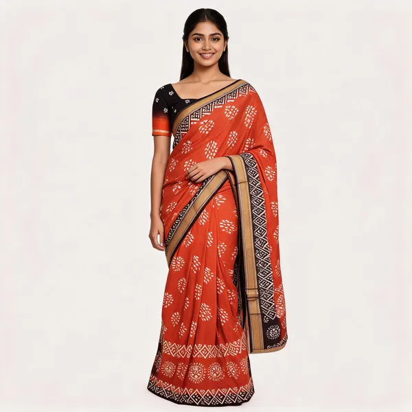 JBC_1096_Orange_Pure_Cotton_Saree