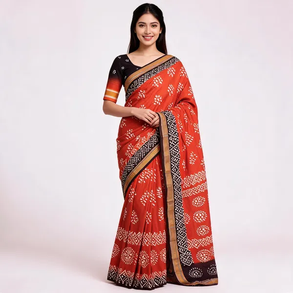 JBC_1096_Orange_Pure_Cotton_Saree