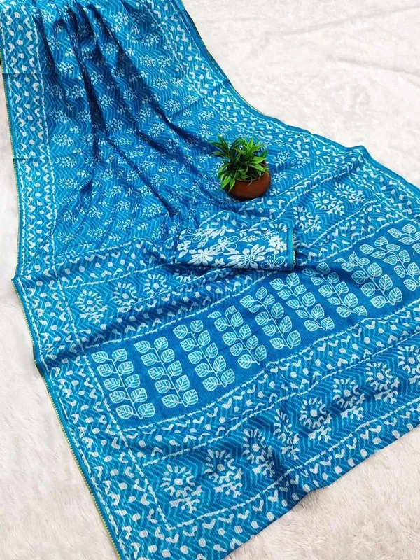JBC_206_Blue_Ajrakh_Block_Print_Cotton_Saree