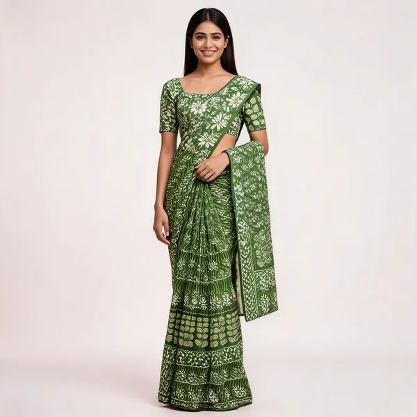 JBC_206_Green_Mulmul_Cotton_Saree