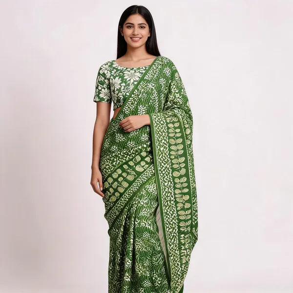 JBC_206_Green_Mulmul_Cotton_Saree