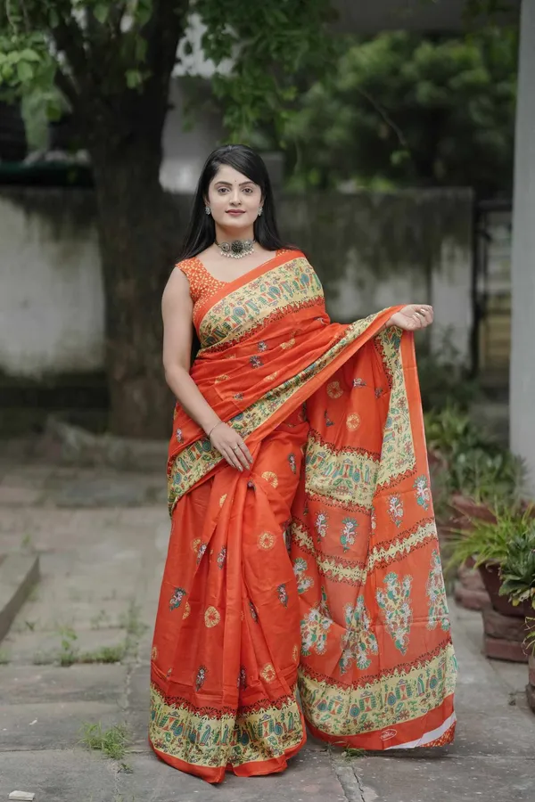 JBC_Elegance_Orange_Cotton_Saree